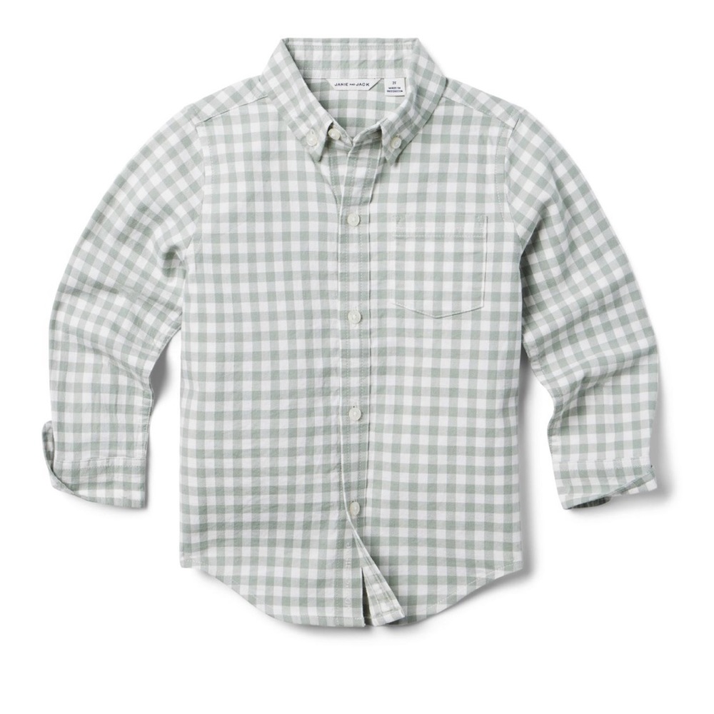 Janie and Jack GINGHAM FLANNEL SHIRT NWT size 7